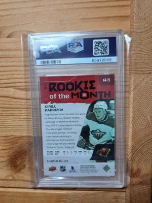 2020-21 Upper Deck Rookie Of The Month Achievements Kirill Kaprizov #R-5 /499 PSA 10 back